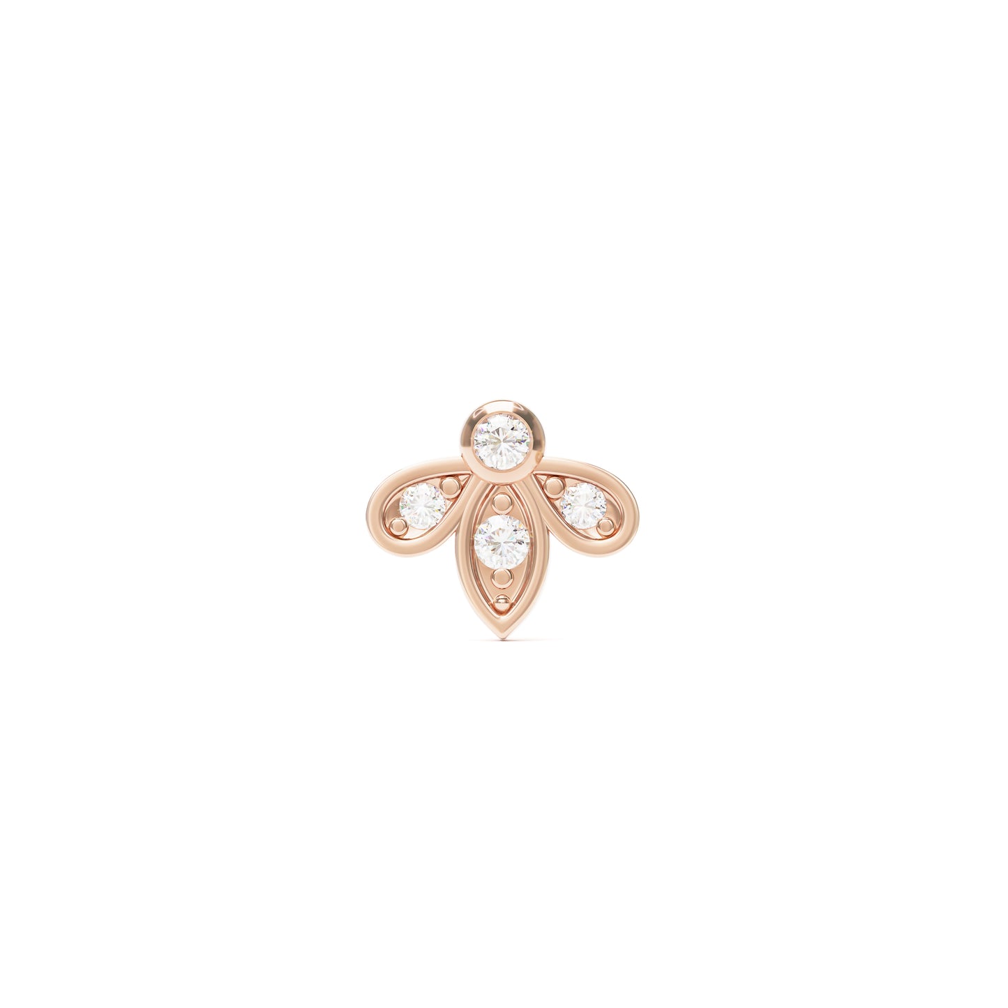 14K Gold Diamond Lotus Threadless End
