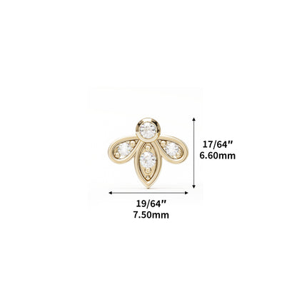 14K Gold Diamond Lotus Threadless End