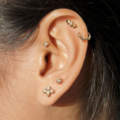 14K Gold Diamond Lotus Threadless End