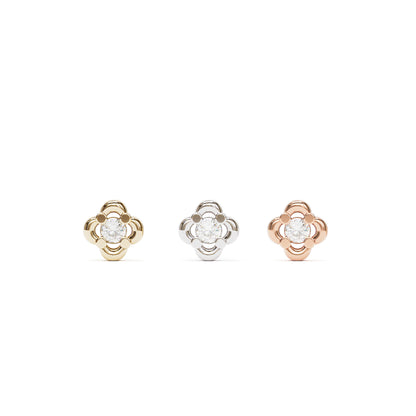 14K Gold Diamond Floral Threadless End