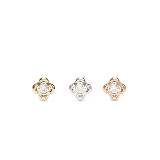 14K Gold Diamond Floral Threadless End