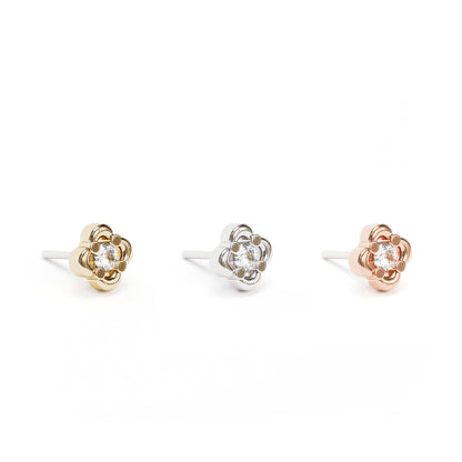 14K Gold Diamond Floral Threadless End