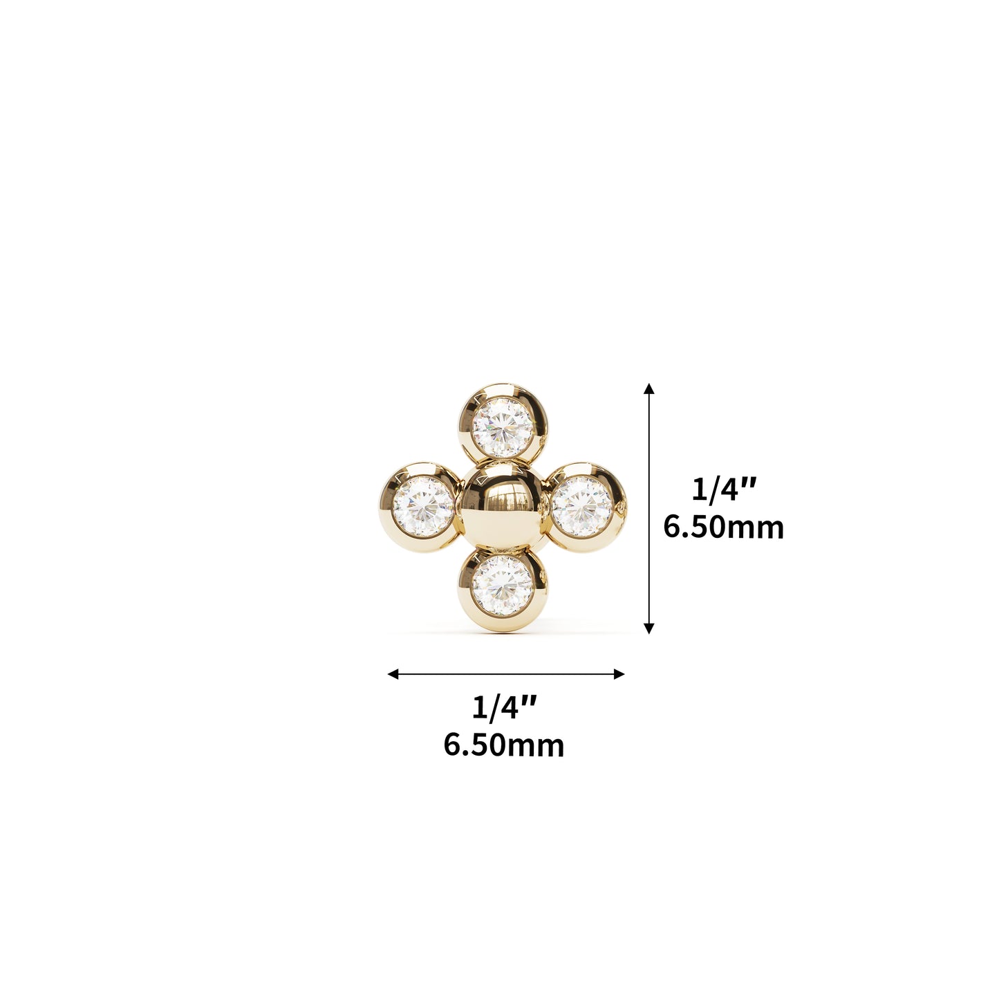 14K Gold Bezel-Set Diamond Threadless End