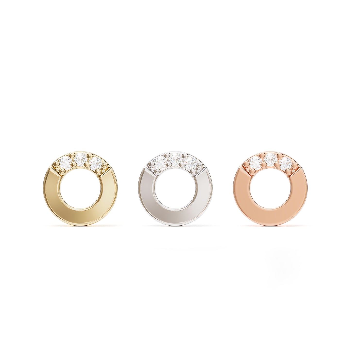 14K Gold Diamond Open Circle Threadless End
