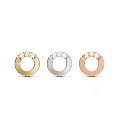 14K Gold Diamond Open Circle Threadless End