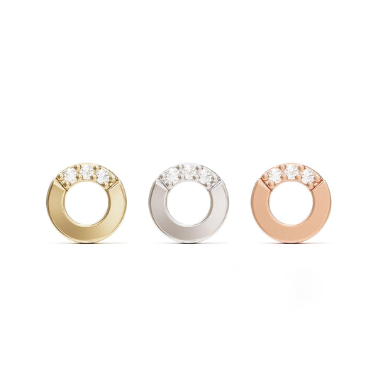 14K Gold Diamond Open Circle Threadless End
