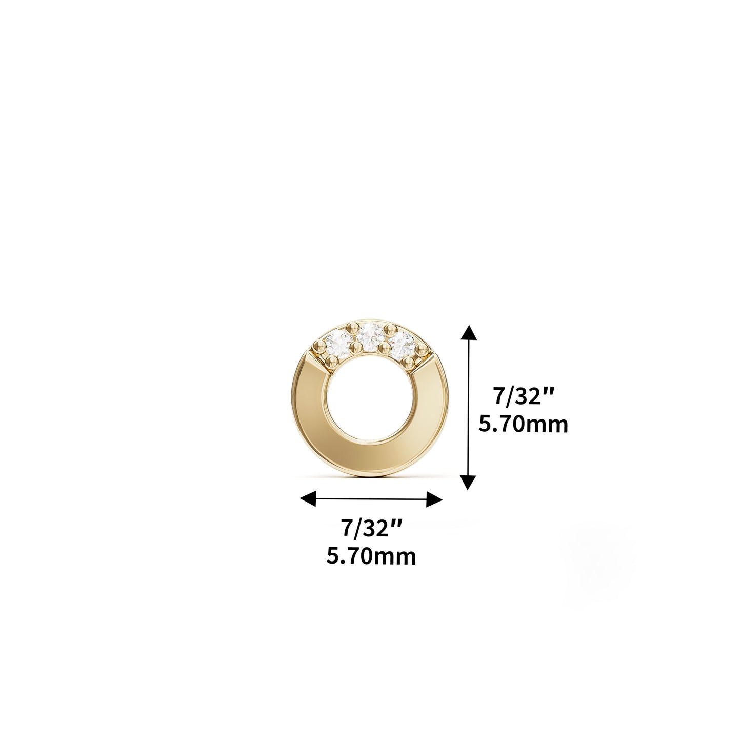 14K Gold Diamond Open Circle Threadless End