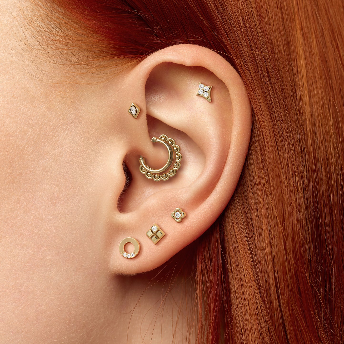 14K Gold Diamond Open Circle Threadless End