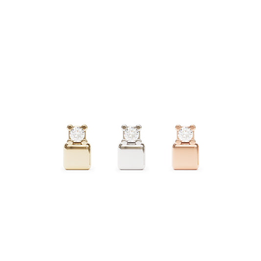14K Gold Prong-Set Diamond Square Threadless End