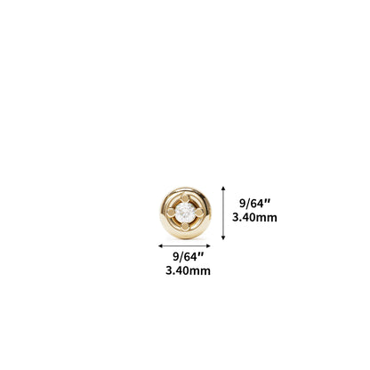 14K Gold Diamond Solitaire Threadless End