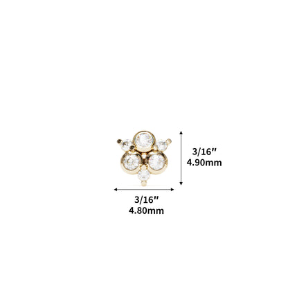 14K Gold Diamond Cluster Threadless End