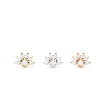 14K Gold Half Pavé Diamond Threadless End