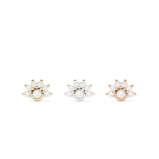 14K Gold Half Pavé Diamond Threadless End