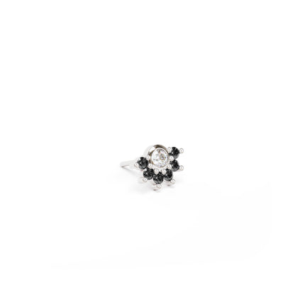 14K Gold Half Pavé Black and White Diamond Threadless End