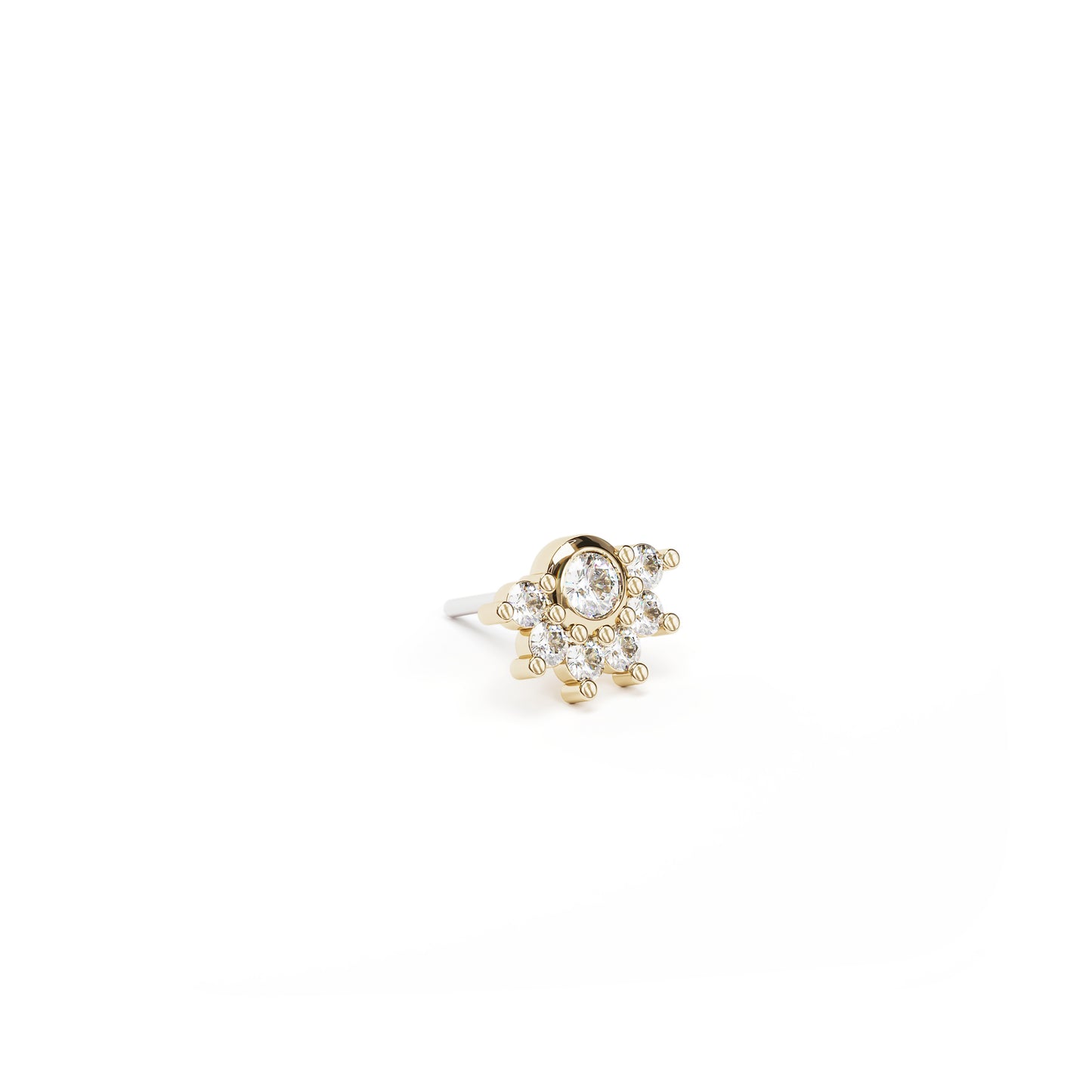 14K Gold Half Pavé Diamond Threadless End