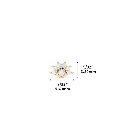 14K Gold Half Pavé Diamond Threadless End