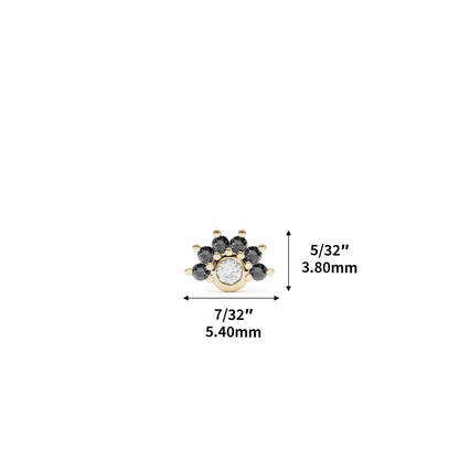 14K Gold Half Pavé Black and White Diamond Threadless End