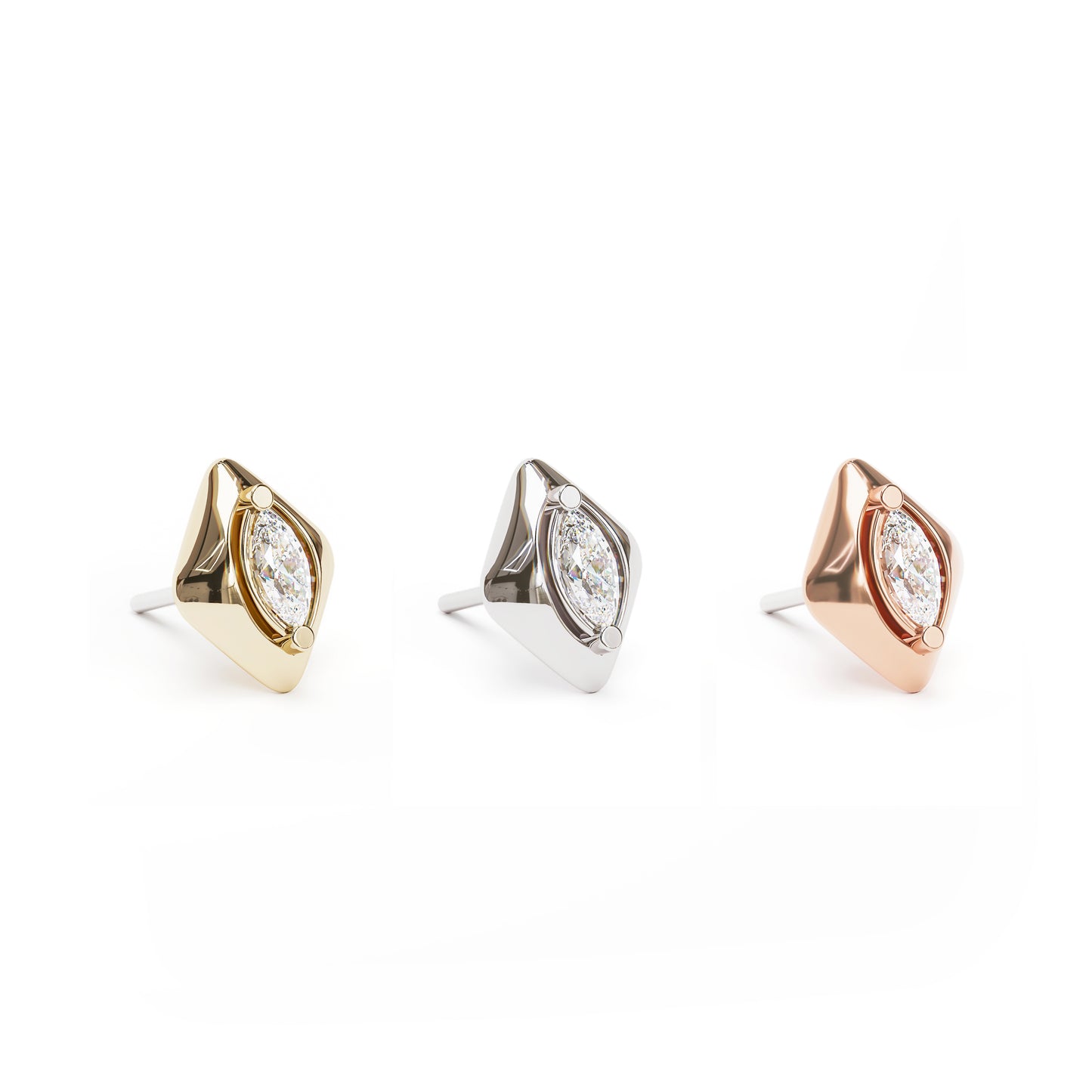 14K Gold Marquise Diamond Threadless End