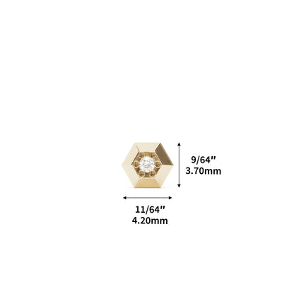 Tiny 14K Gold Diamond Hexagon Threadless End