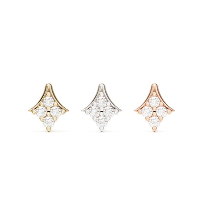14K Gold Diamond Rhombus Threadless End