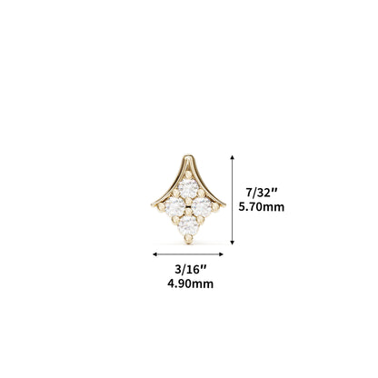 14K Gold Diamond Rhombus Threadless End
