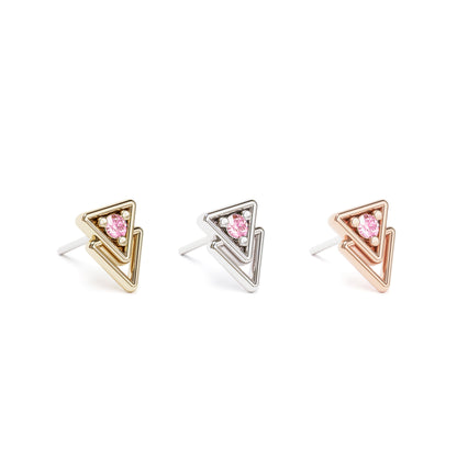 14K Gold Pink Tourmaline Double Triangle Threadless End