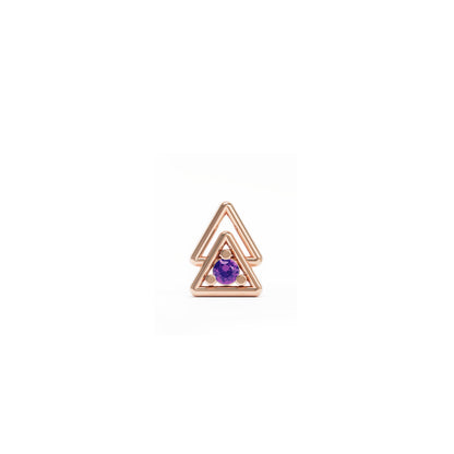14K Gold Amethyst Double Triangle Threadless End
