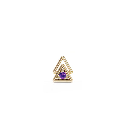 14K Gold Amethyst Double Triangle Threadless End