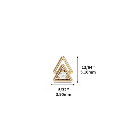 14K Gold Diamond Double Triangle Threadless End