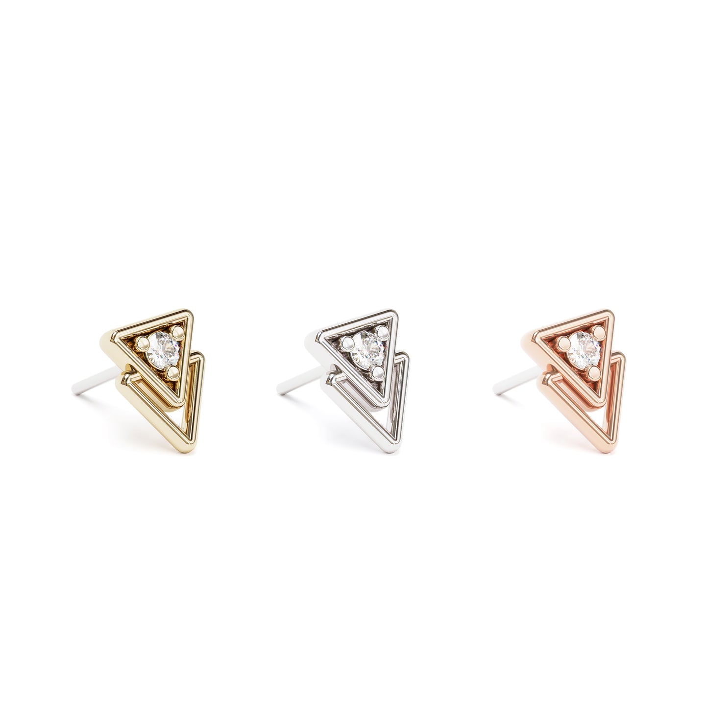 14K Gold Diamond Double Triangle Threadless End