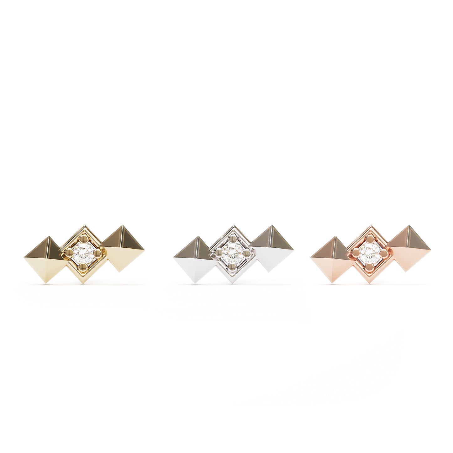 14K Gold Diamond Pyramid Threadless End