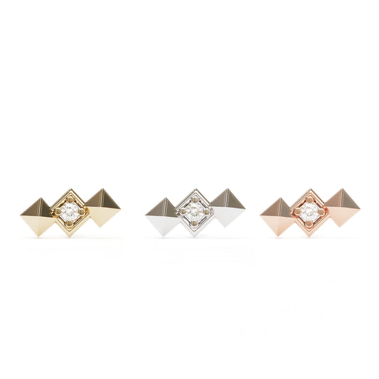14K Gold Diamond Pyramid Threadless End