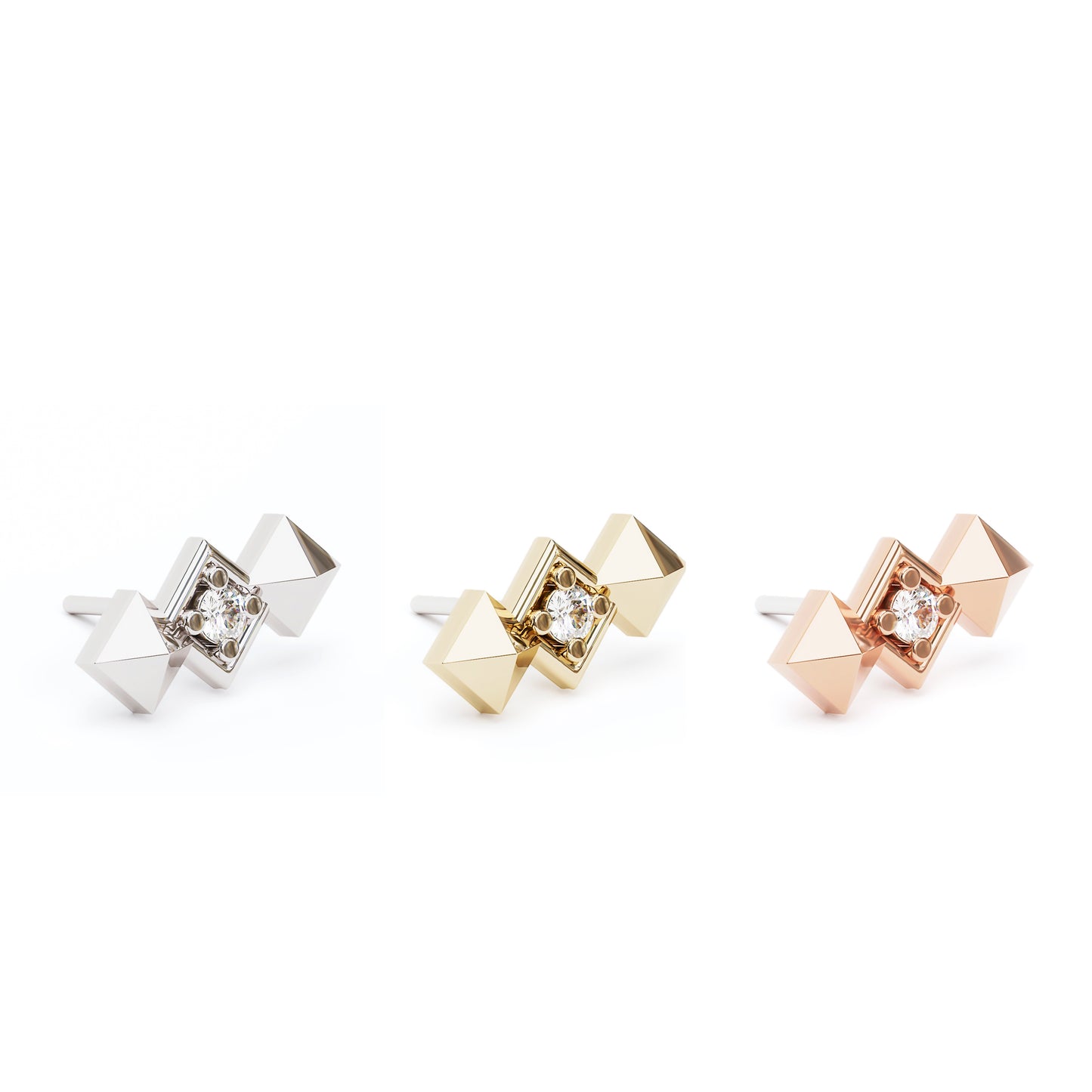 14K Gold Diamond Pyramid Threadless End