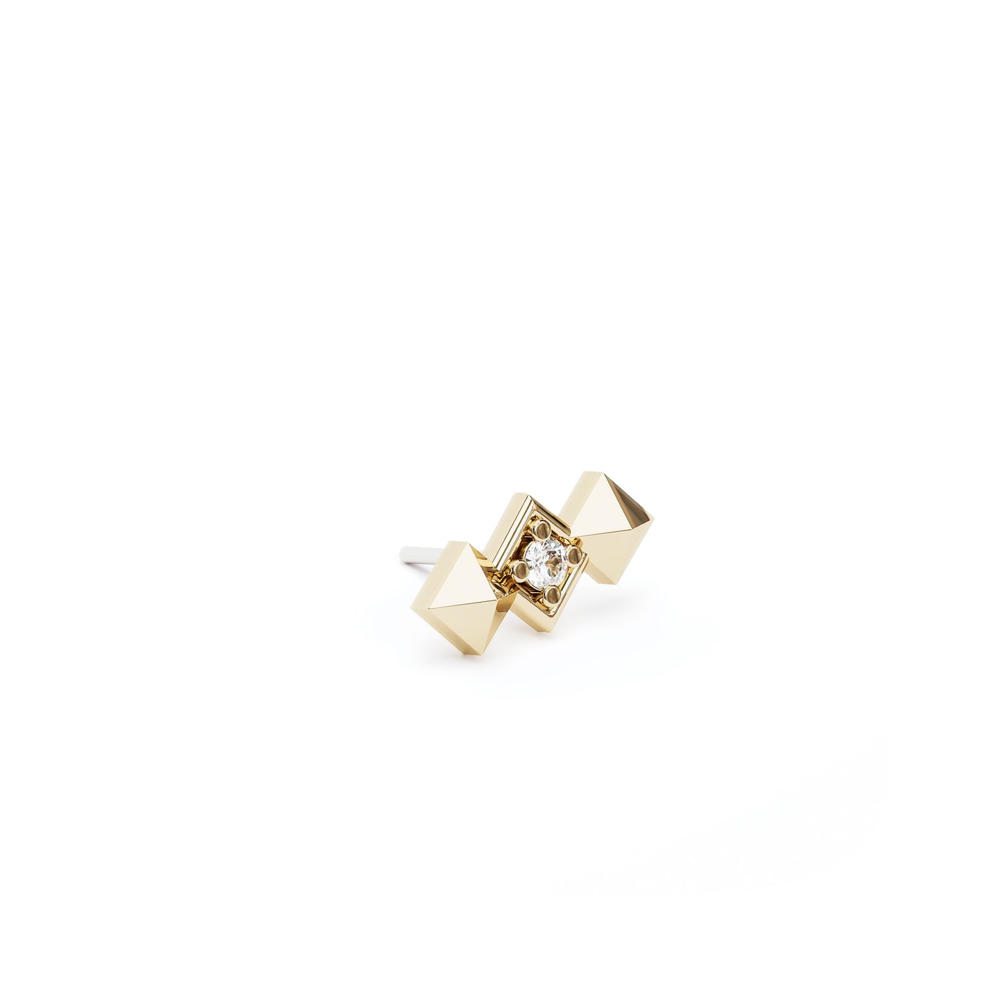 14K Gold Diamond Pyramid Threadless End