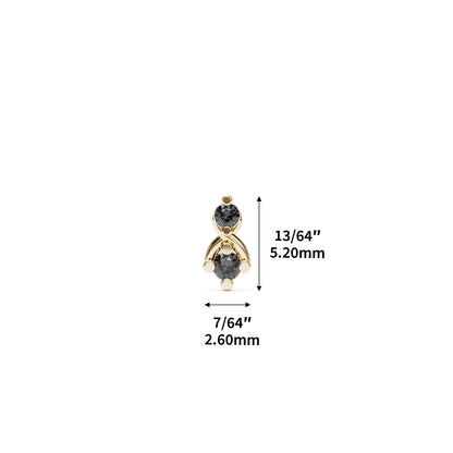 14K Gold Elegant Black Diamond Threadless End
