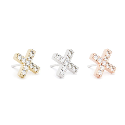 14K Gold Diamond X Threadless End