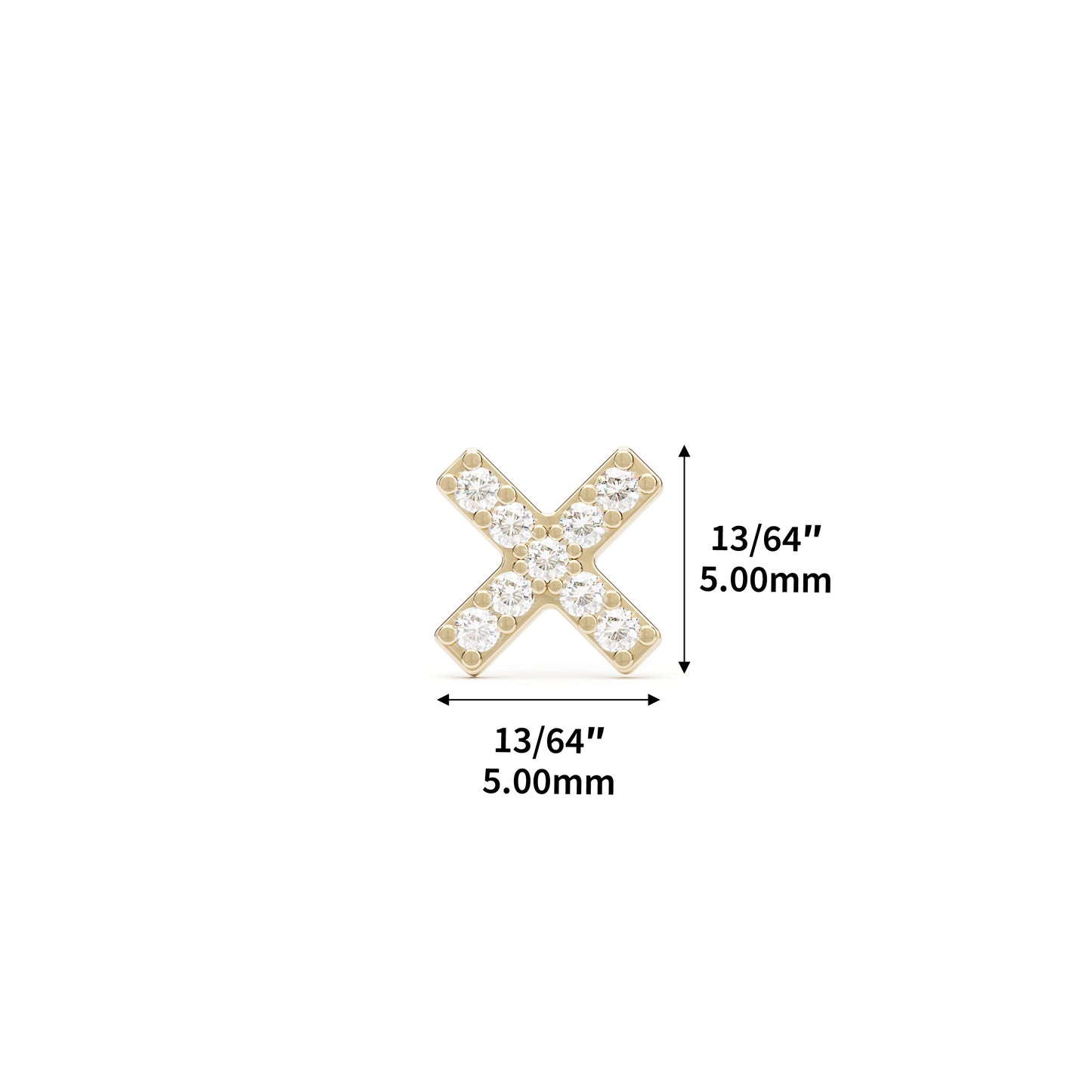 14K Gold Diamond X Threadless End