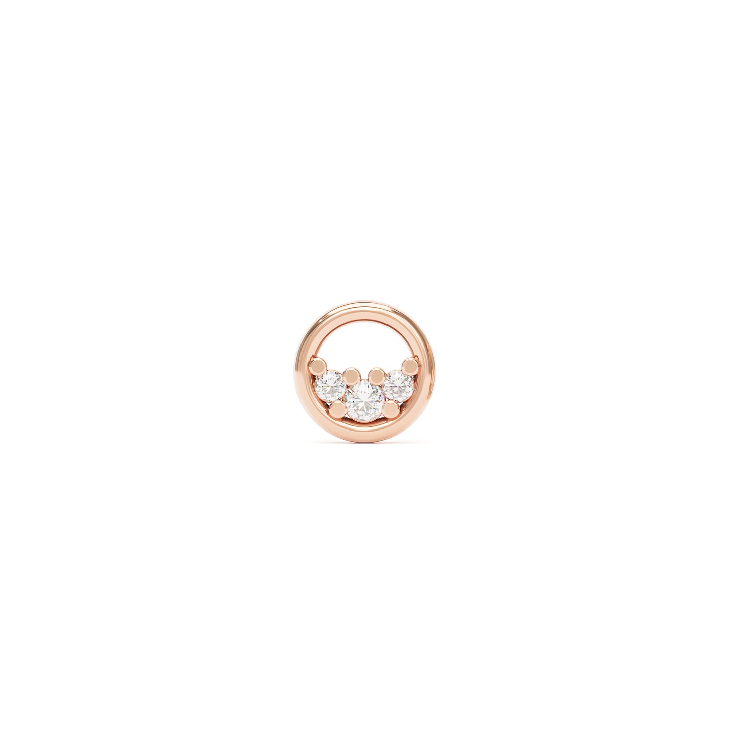 14K Gold Trio Diamond Circle Threadless End