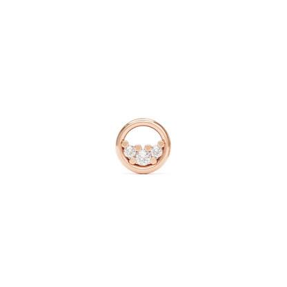 14K Gold Trio Diamond Circle Threadless End