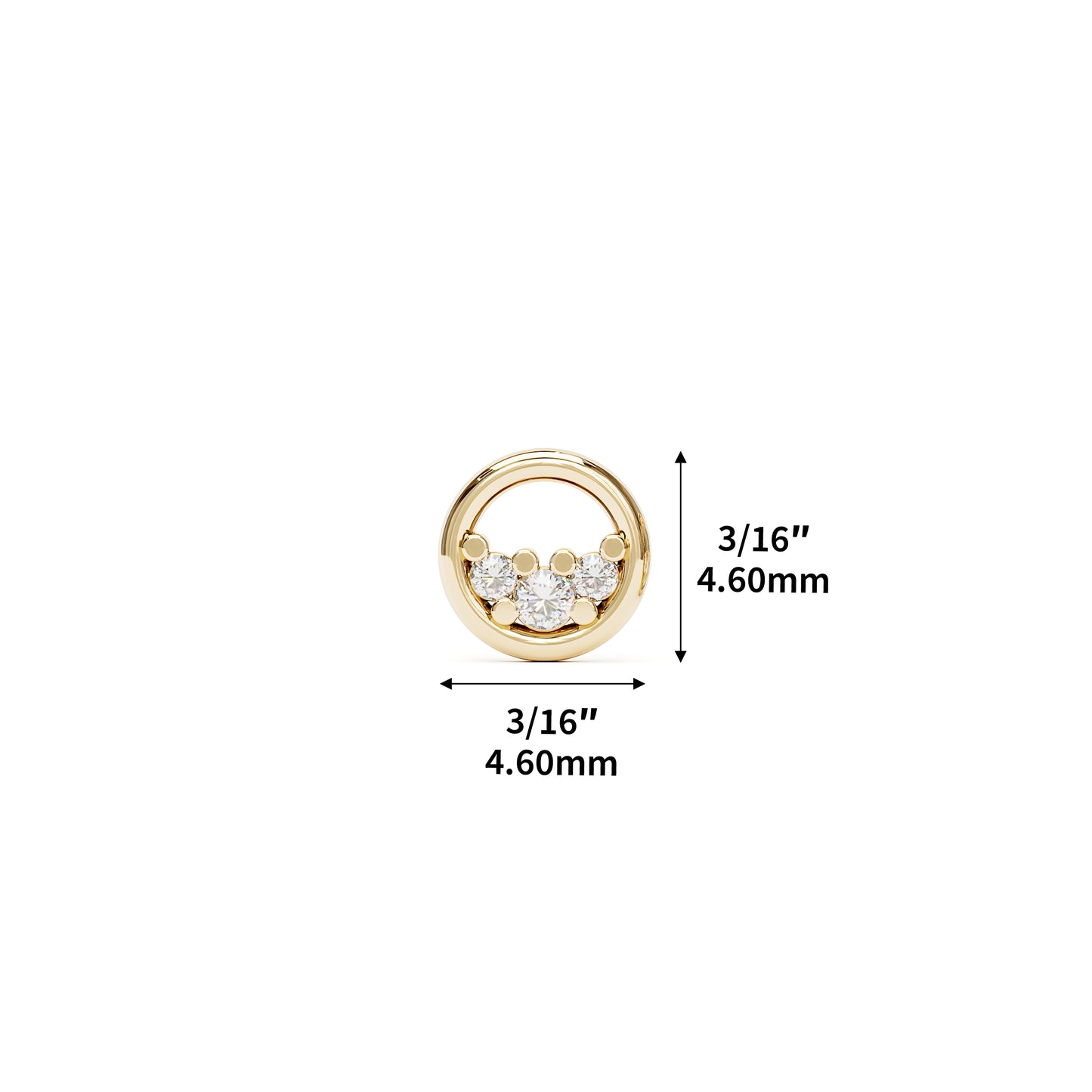 14K Gold Trio Diamond Circle Threadless End