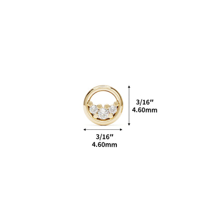 14K Gold Trio Diamond Circle Threadless End