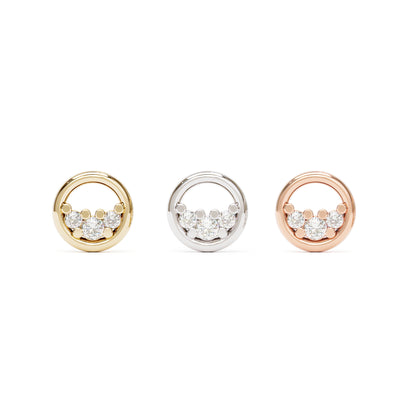 14K Gold Trio Diamond Circle Threadless End