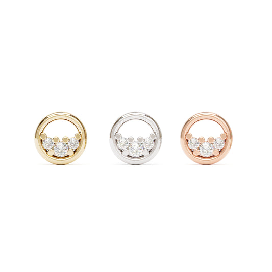 14K Gold Trio Diamond Circle Threadless End