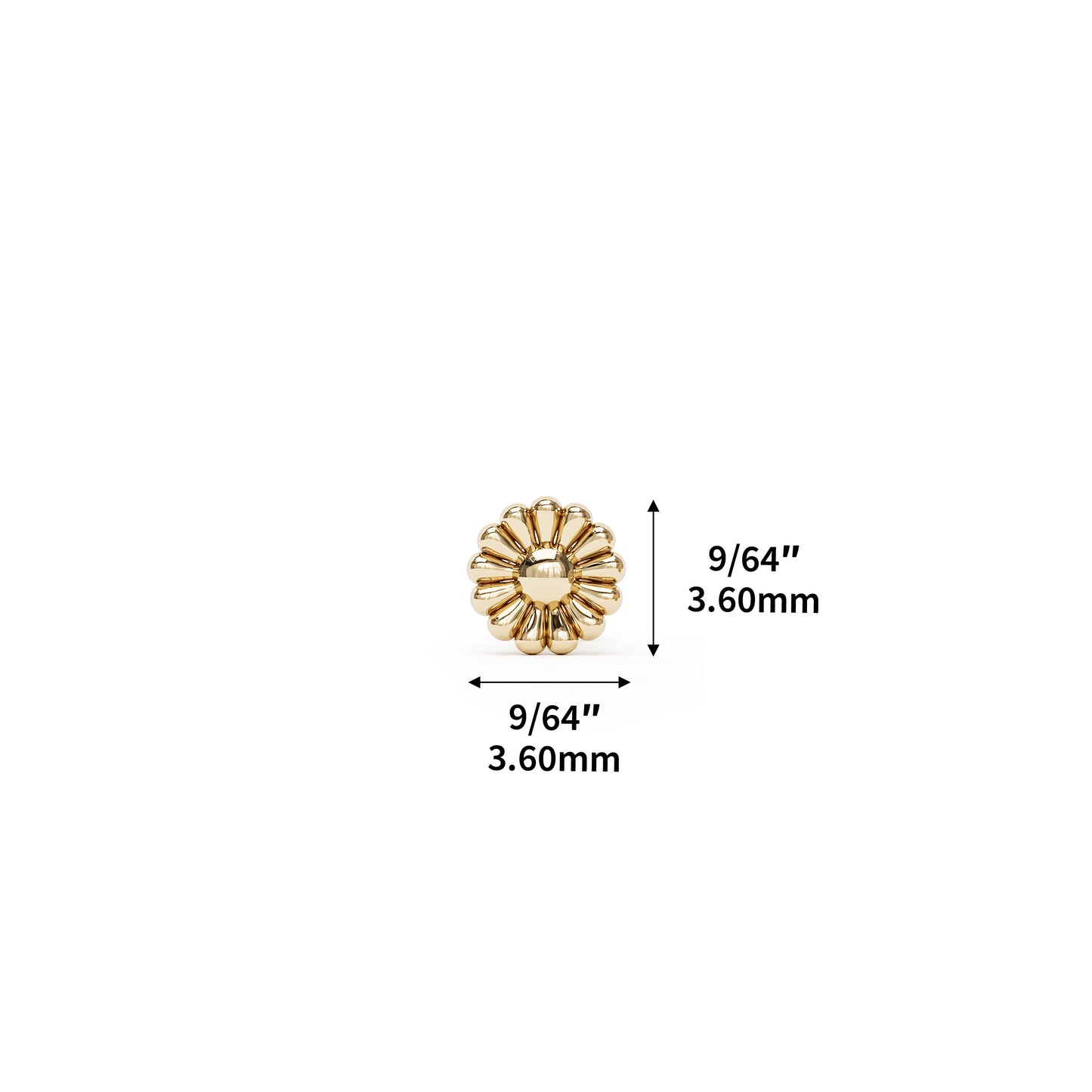 14K Gold Floral Threadless End