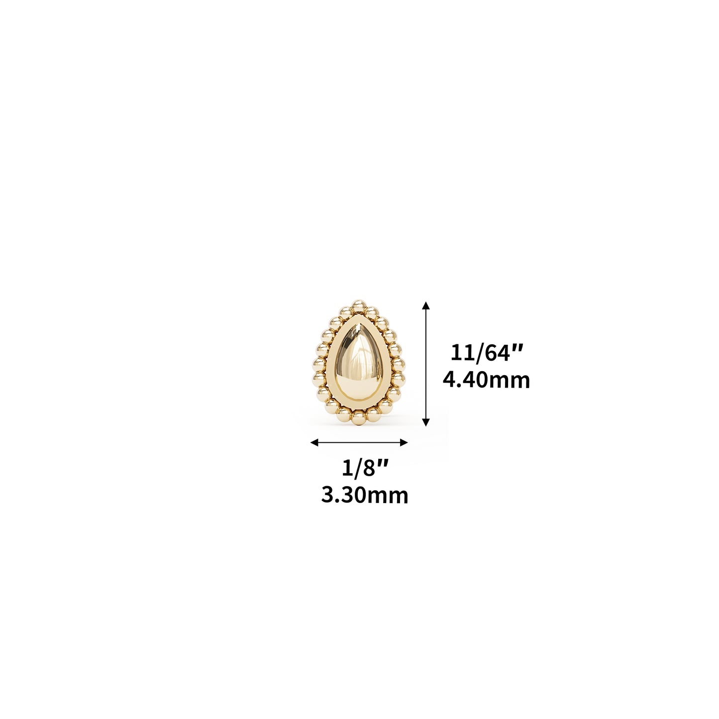 14K Gold Beaded Teardrop Threadless End