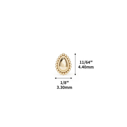 14K Gold Beaded Teardrop Threadless End