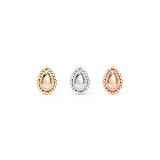 14K Gold Beaded Teardrop Threadless End