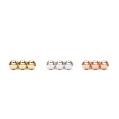 14K Gold Trio Beaded Threadless End
