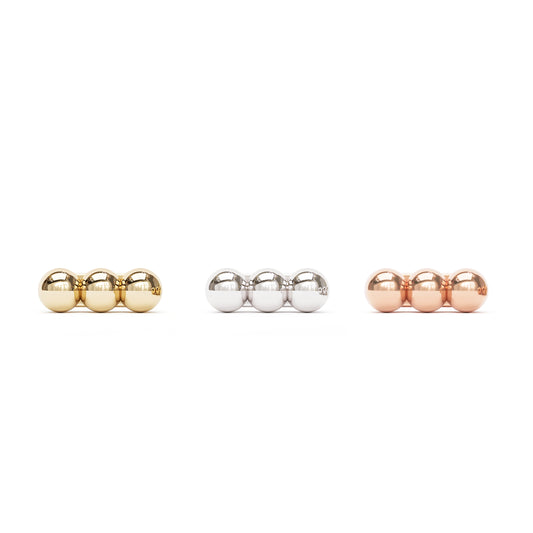 14K Gold Trio Beaded Threadless End