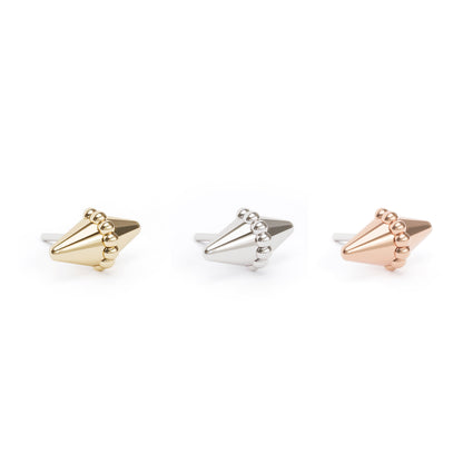 14K Gold Beaded Spike Threadless End